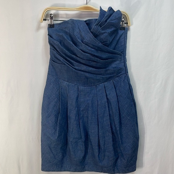 Romeo And Juliet Couture Denim Strapless Dress With Pockets